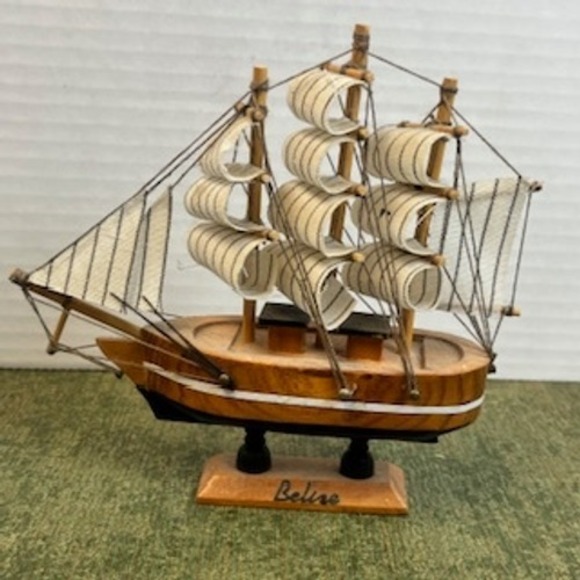 Unbranded Other - Belize Wooden Sailboat Model Tall Ship Nautical Souvenir Decor 5.5 Inch‎ Vintage